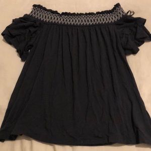 Navy blue off the shoulder shirt